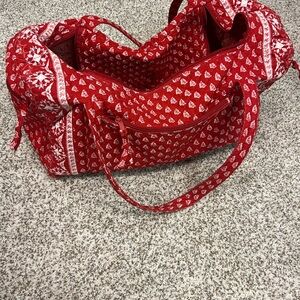 Red Patterned Women's Travel or Throw Bag